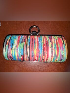 Prabal Gurung x target Rainbow Striped Satin Clutch with Gunmetal Chain